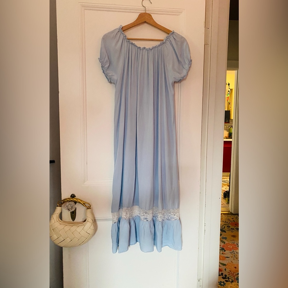Victorian Vintage Style Nightgown | Light Blue | M - Picture 2 of 8